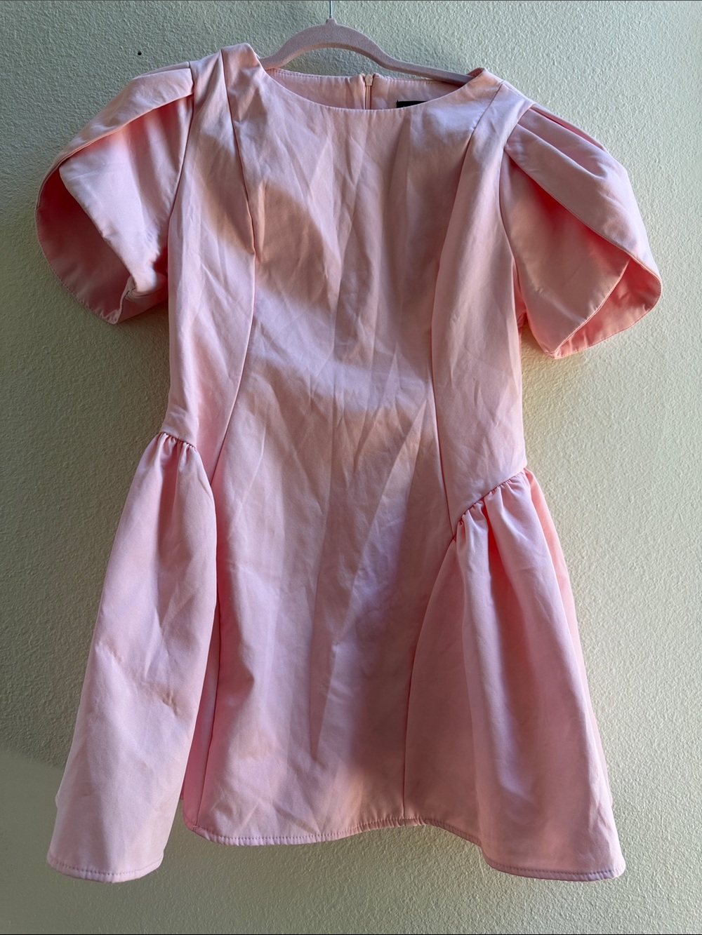 Pink Puff-Sleeve Mini Dress